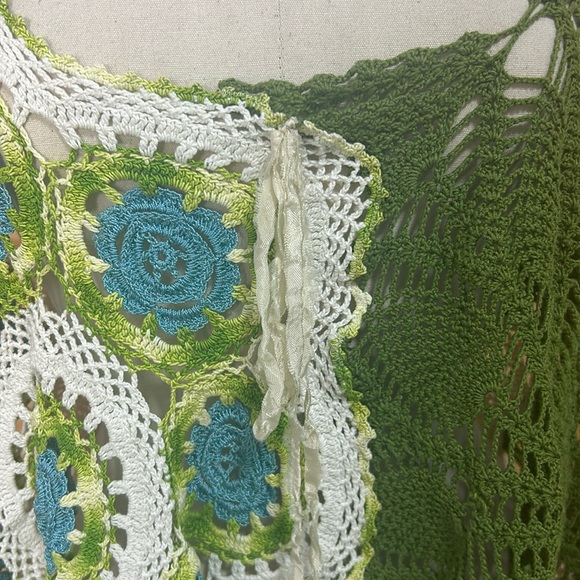 Vintage handmade lace lagenlook layering Gypsy boho bohemian top tank vest Large - Picture 3 of 15